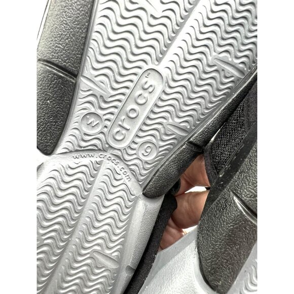 CROCS Swiftwater Mesh Deck Sandal Women Size 9 Black Gray Beach Resort - Picture 12 of 12